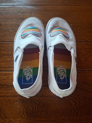 Vans Asher Pride Damen-Slipper Glitzer weiß Regenbogen Herz Größe 6 gebraucht, in einwandfreiem Zustand - Bild 3 von 5
