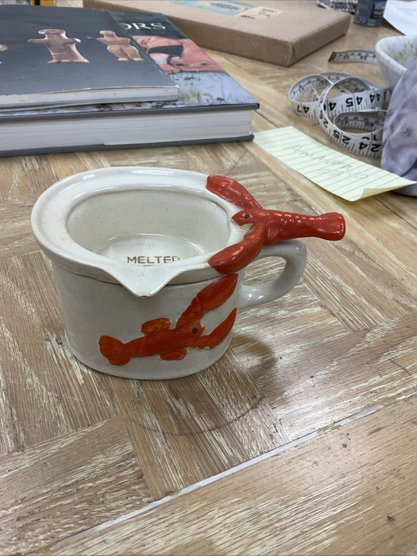 Vintage 50s MCM Ceramic “Maine” Lobster Melted Butter Warmer 2-Pc Set