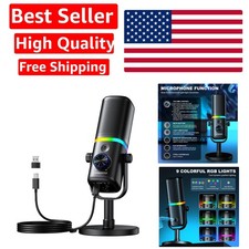 Microphone for PC, AK-10 USB/XLR Dynamic Desktop Microphone for Gaming,Podcas...