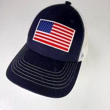 American Flag Trucker Hat USA Navy Blue White Mesh Snapback Adjustable Men's
