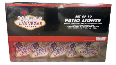 Las Vegas Sign String Lights Set of 10 Patio Party Indoor Outdoor Decor 8.2ft