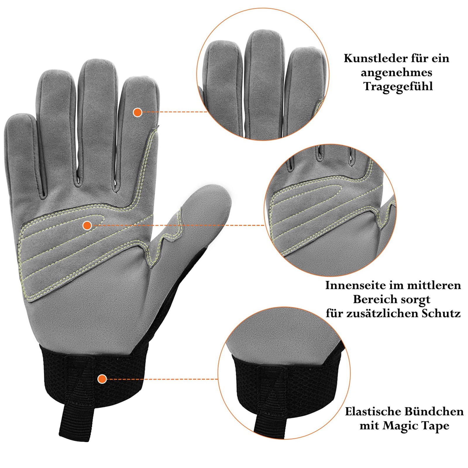 Gants d'escalade gants de travail en similicuir résistant taille L coloris marron - 2