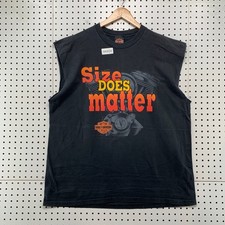 Vintage 90s Harley Davidson T Shirt 2XL Black Size Does Matter Eagle Sleeveless