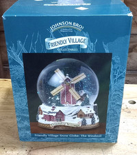 Johnson Brothers Friendly Village Snow Globe Musical The Windmill -Works!