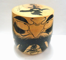 Rara bambola vintage giapponese Bodhidharma (Daruma) 4,5" legno Kokeshi Sato Morimasa