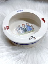 Antique Baby Dish Bowl Rolled Edge Made In Czechoslovakia Ceramic Circa 1910