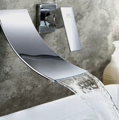 HAO XIN Badewannenarmatur wandmontiert Wasserfall Chrom 1-Hebel 180 mm