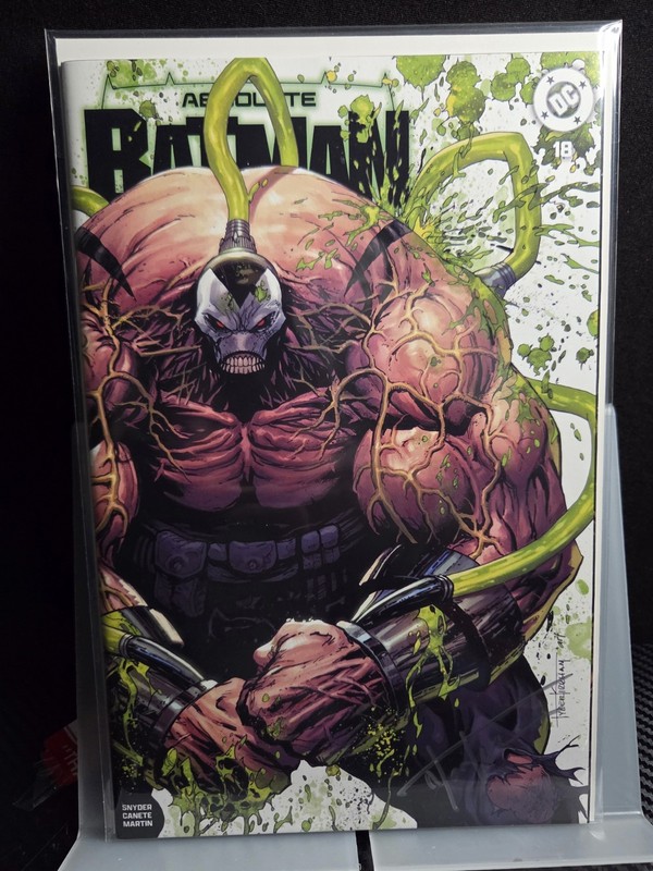 SIGNED W COA ABSOLUTE BATMAN 18  BATTLE DAMAGE BANE TRADE VARIANT TYLER KIRKHAM