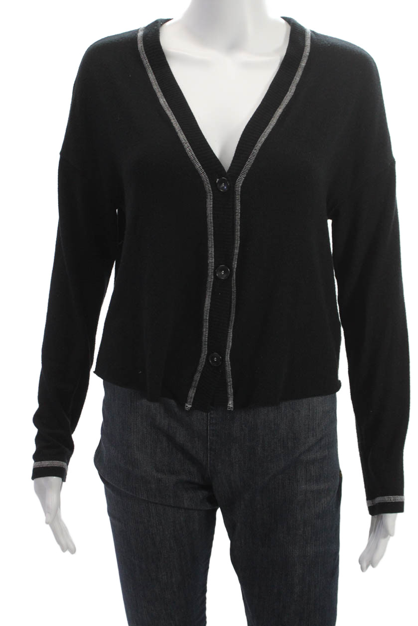 Michael Stars Womens Cardigan Black V-Neck Button Long Sleeve Size XSFree Shipping in US $100+ Orders | $6.95 Orders Below