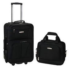 Fashion Softside Upright Luggage Set, Expandable, Black, 2-Piece (14/19)