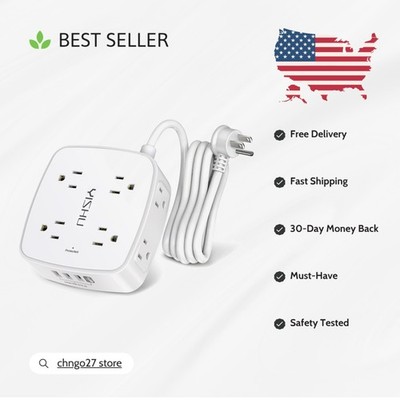 8 Outlet Surge Protector with 4 USB Ports   Smart Power Solution for Home/Office