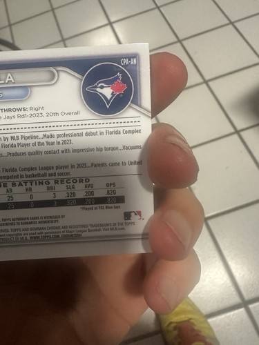 ARJUN NIMMALA 2024 Bowman Chrome 1st Gold Lava Auto 50/50 Blue Jays - Picture 6 of 12