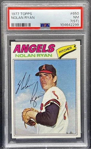 1977 Topps Baseball #650 Nolan Ryan Graded PSA 7 (ST) NM HOF California Angels