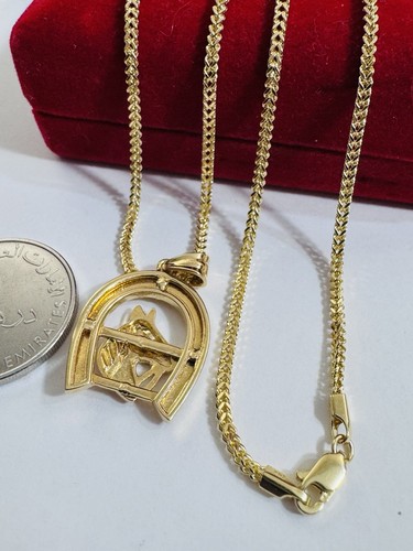 Pure 18K 750 Yellow Gold Horseshoe Set Necklace 19.5”/20” Inch Long 7.76g 2.2mm - Picture 10 of 24