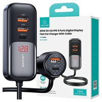 Usams 165W Auto-LadegeräT 3X USB-A + 2X USB-C Pd/Qc Schwarz
