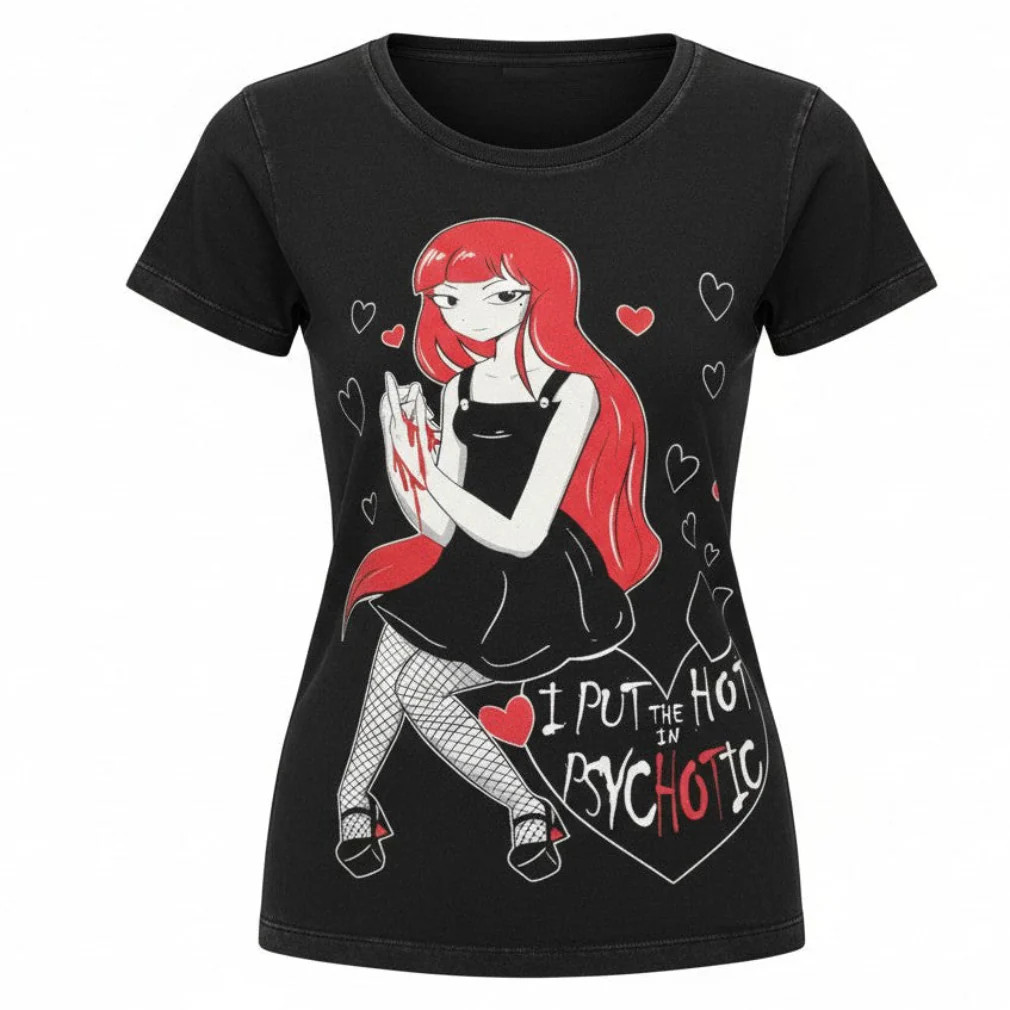 Psychotic Girl T-Shirt von Cupcake Cult - Gothic Anime Top