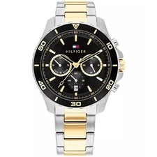 Tommy Hilfiger Reloj Hombre Estilo Cronógrafo Dos Tonos Negro
