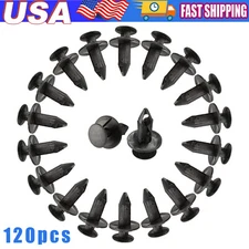 120PCS 8mm Bumper Clips Retainer Auto Car Plastic Rivets Fastener Fender Push 