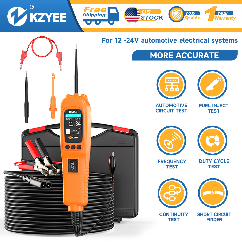 KZYEE KM50 Power Circuit Probe Kit - 12V/24V Automotive Electrical Tester With Digital Display