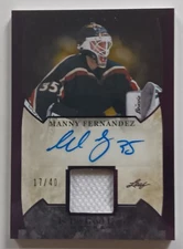 2023 Leaf In The Game Used Relic Auto Purple Manny Fernandez /40 Minnesota Wild