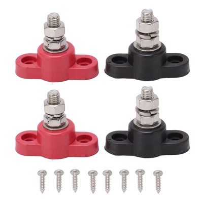 4Pcs Batterieklemmenblöcke 12V 24V Safe Rot Schwarz Power Stud Batterieanschluss