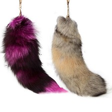 1x Artificial Fox Tail Key Chain Key Ring Bag Charm Faux Fox Fur Tail Keychain