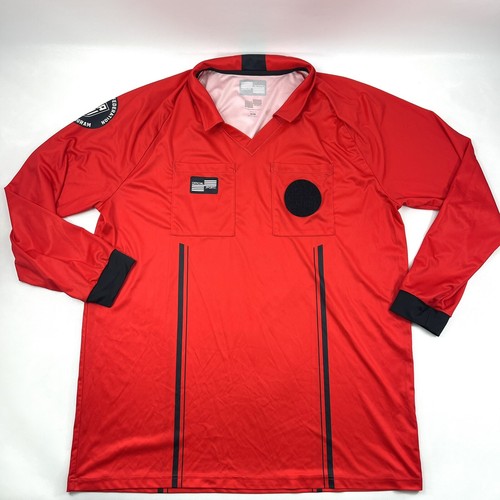 Official Sports Soccer Referee Program Uniform Red Long Sleeve Shirt