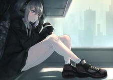 Anime white stockings girls drink shoes headphones Playmat Game Mat Desk