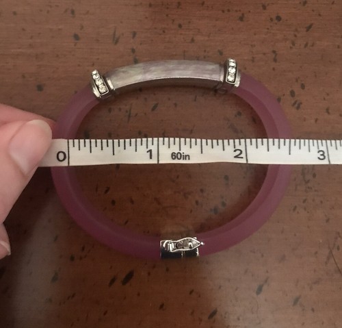 Pretty E.Pearl 925 Sterling Silver Pink Brushed Rubber Bracelet ~ Made in Italy - Picture 4 of 4