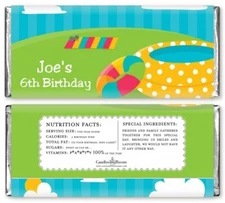 Pool Party Personalized Birthday Party Candy Bar Wrappers - Candy Favor