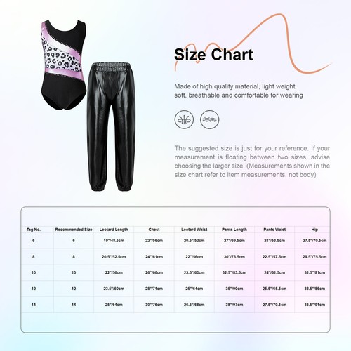 Kids Girl's Leotard With Elastic Waistband Pants Workout Jumpsuit And Trousers - Picture 34 of 93
