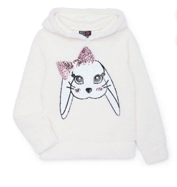 Miss Chievous Girls Sequin Bunny Sherpa Hoodie Top Size X-Small (4-5) NEW