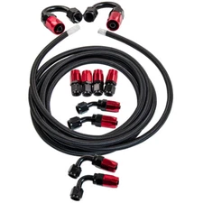 AN6 -6AN AN-6 3/8 Fitting Stainless Steel Braided Oil Fuel Hose Line 16FT Kit