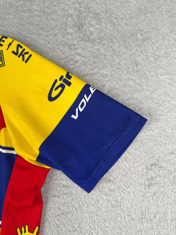 Camiseta deportiva de ciclismo Voler adulto pequeña amarilla azul Davis CA Bike Club 1/2 cremallera polivinílica Foto 2 de 4