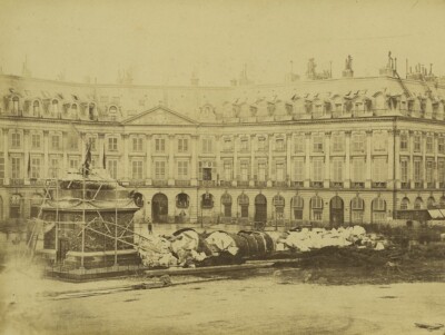 Frankreich Paris Kommune Ruinen Vendome Säule heruntergezogen altes Foto Liebert 1871