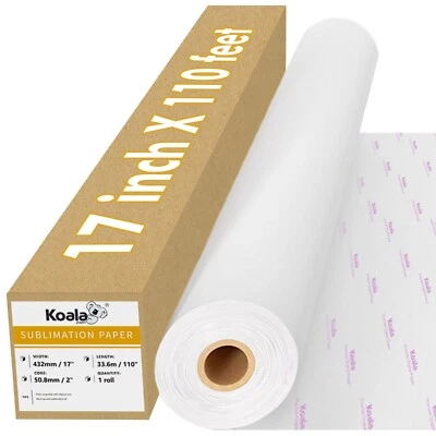 Koala 17"x110' Dye Sublimation Paper Roll Heat Transfer 2" Core Inkjet Printer