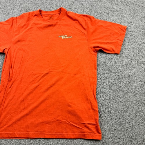 Vintage Tommy Bahama Shirt Mens Large Orange Lounge Chair Quarterback Print Logo - 第 7/10 張圖片