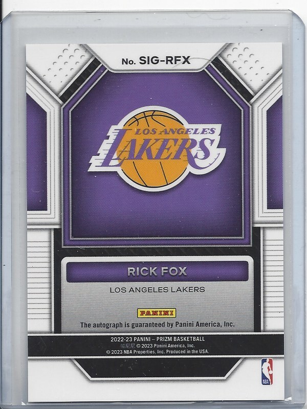 RICK FOX 2022-23 PANINI PRIZM SIGNATURES LAKERS AUTO | eBay