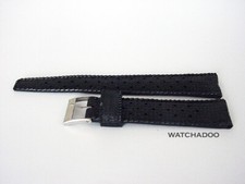 Vintage Tropic Waterproof 19mm to 20mm BLACK Watch Band Strap w/ Steel Buckle