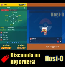 6IV Shiny Litten Pokemon Scarlet and Violet