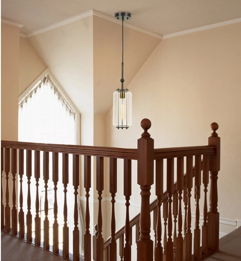 cal lighting 60w natchez metal two tone glass mini pendant. - Image 4 of 4