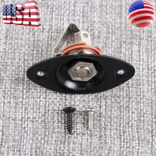 Input Output Jack and Plate Oval for Electric Guitar Telecaster Les Paul Black