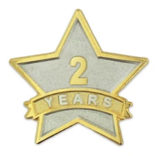 PinMart's 2 Year Service Award Star Corporate Recognition Dual Plated Lapel Pin