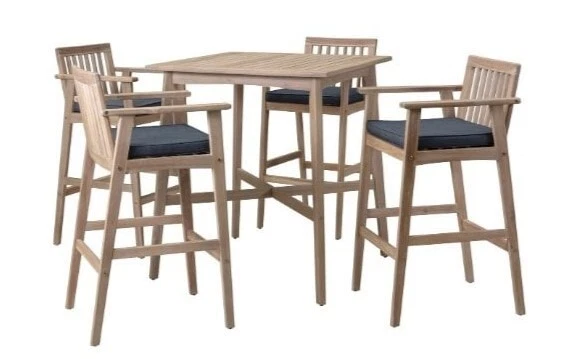 Scandi garden set poseur bar table 4 high bar stools outdoor water resistant