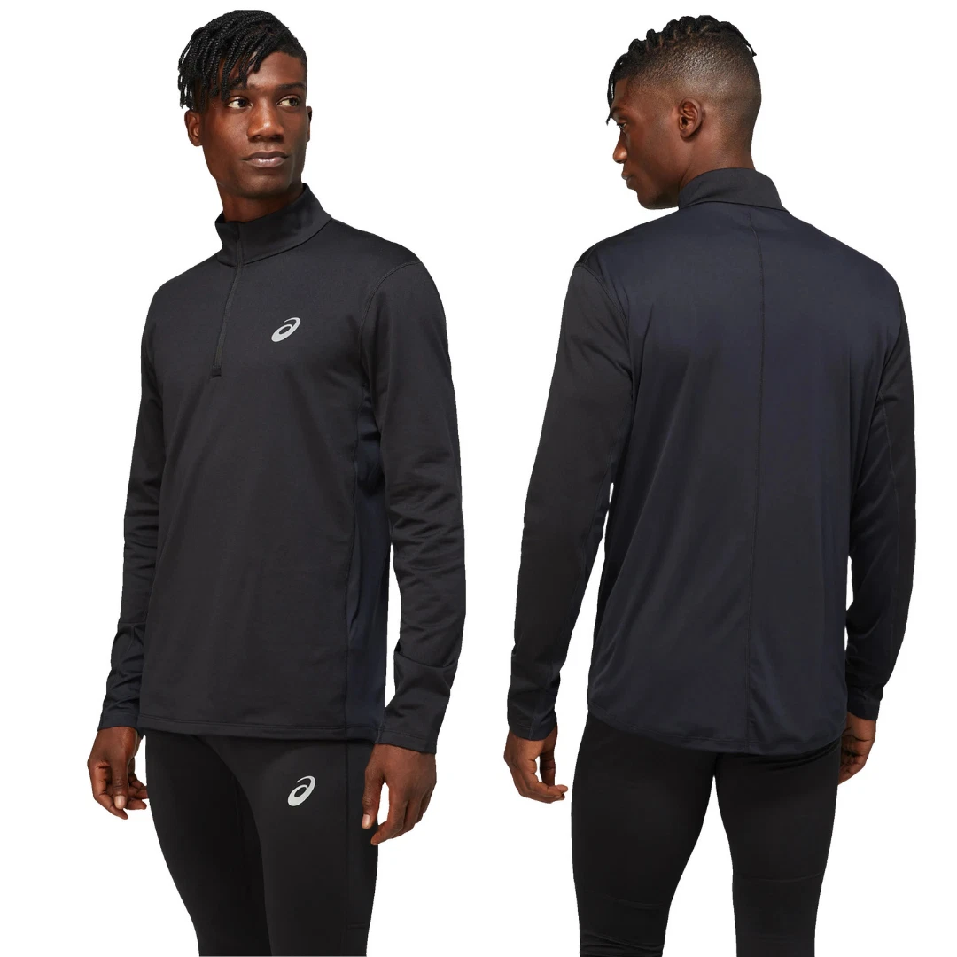 ASICS Mens Running Hoodie Core Lightweight Black | 2011C347 eBay 1/2 LS ZIP TOP