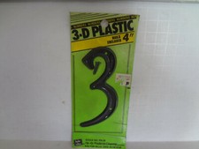HY-KO 3-D Plastic 4  Black House Number "3"