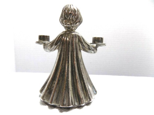 3 Small ANGELS CHERUB FIGURINES Candle Holder & Bell METAL ANTIQUE GERMANY - Picture 5 of 12