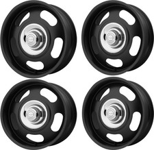 Set 4 American Racing Vintage Vn506 17x9 5x4.75 5x5 Satin Black Wheels 17 0mm