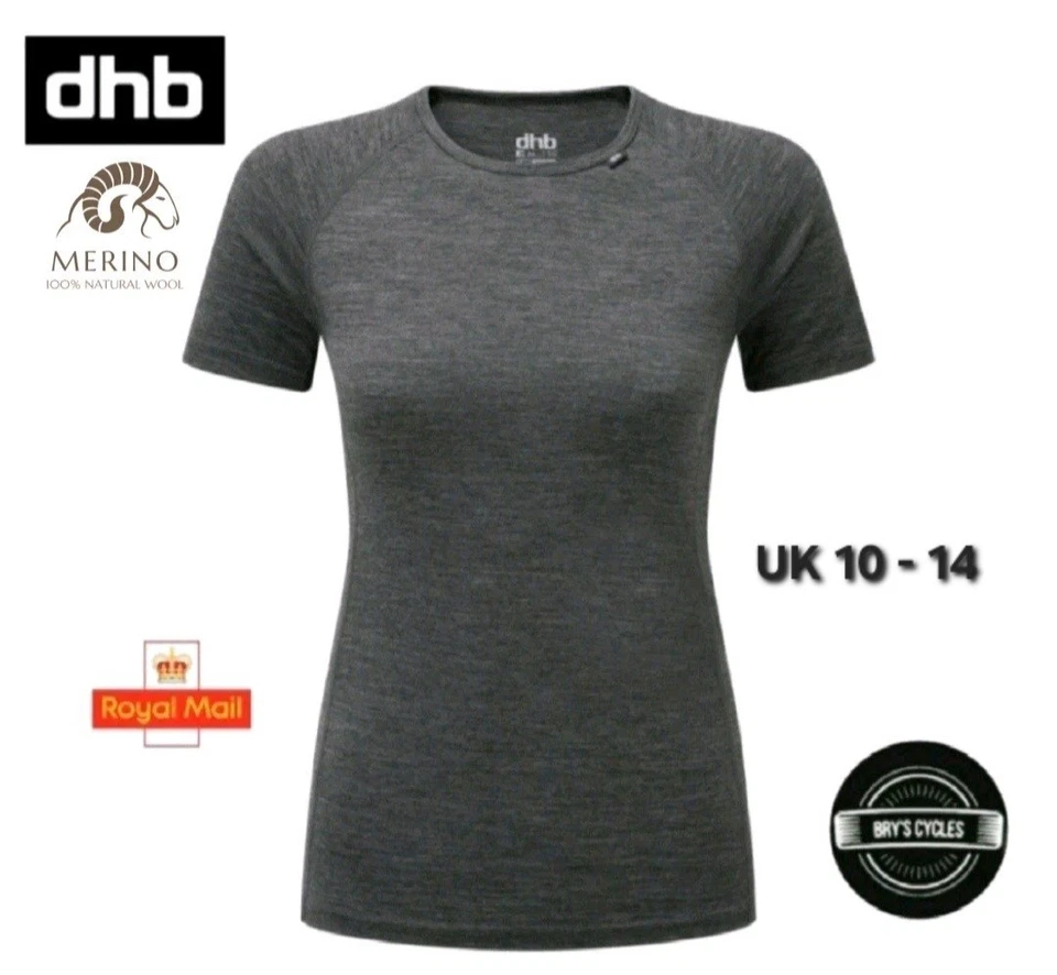 DHB Women's Merino Short Sleeve Base Layer (M_150) T-Shirt Grey - UK10-14 RRP£40 - image 1 of 3