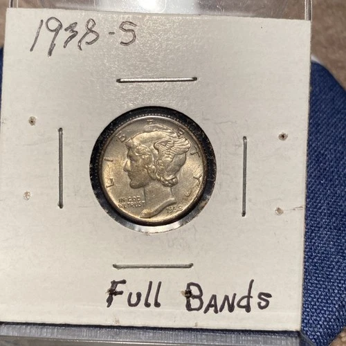 1938-S Mercury Dime 90% Silver San Francisco Uncirculated Actual Coin Pictured.